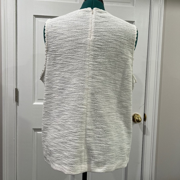 J.Crew - White Textured Tank Top w Rick Rack Edging - Size XXL - Picture 3 of 4